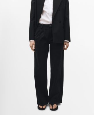 MANGO - Women's Wide-Leg Pleated Jeans