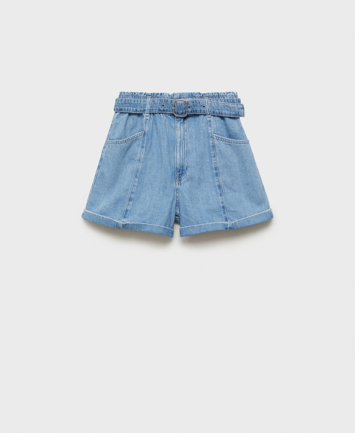 Women's Denim Belted Shorts - Medium Blue