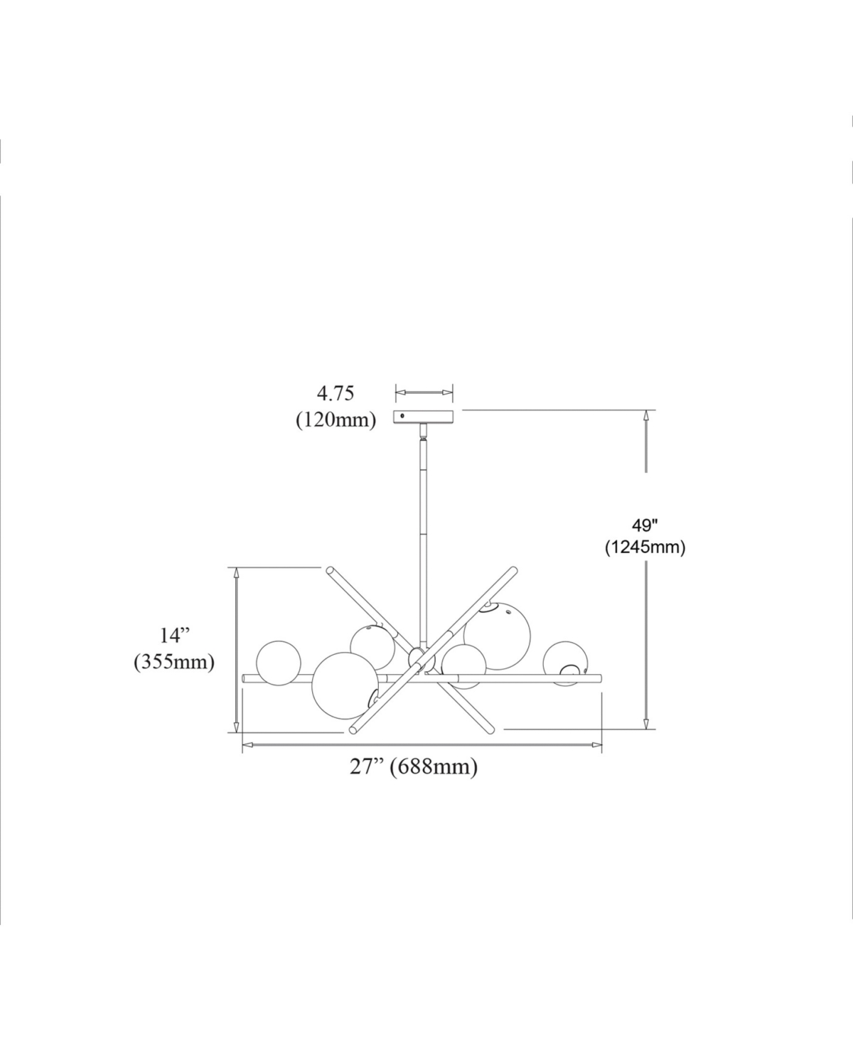 Dainolite Pamela 6-light Horizontal Chandelier In Matte Black
