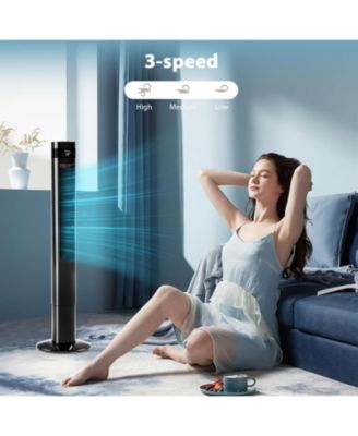 43 inch Tower Fan Portable Electric Oscillating Fan Quiet Remote Control Bladeless Floor Fan 3-Speed Wind Mode 12H Timer Bedroom Office