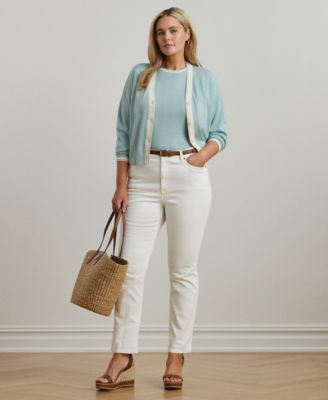 Plus Size Two-Tone Cotton-Blend Cardigan