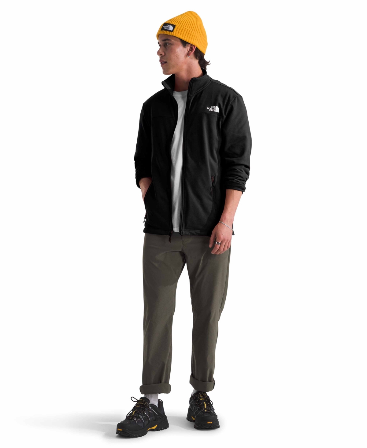 Shop The North Face Men's Cedar Trail Grid Fleece Full Zip Jacket In Black