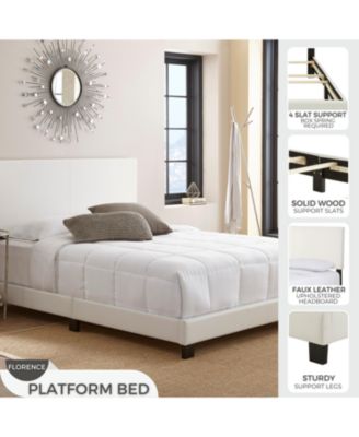 Florence Leatherette Upholstered Platform Bed Frame with Adjustable Headboard - Boyd Sleep