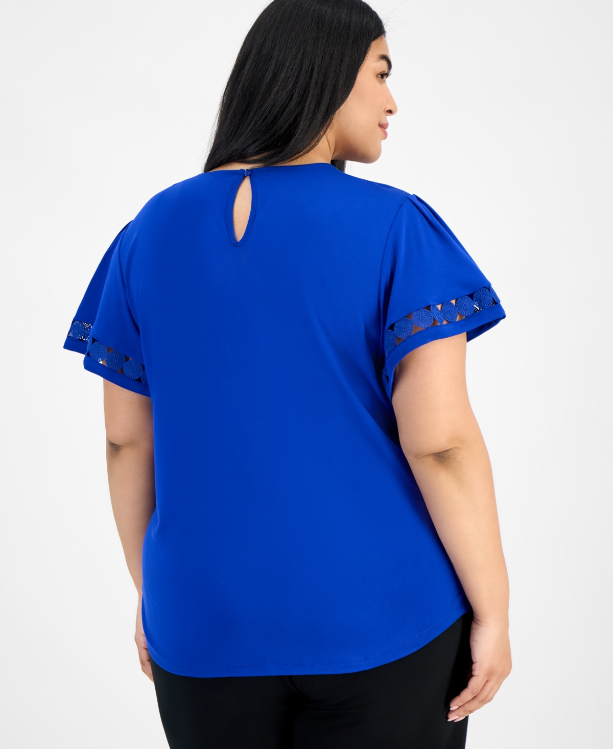 Anne Klein Plus Size Harmony Bell-sleeve Top In Santorini Blue