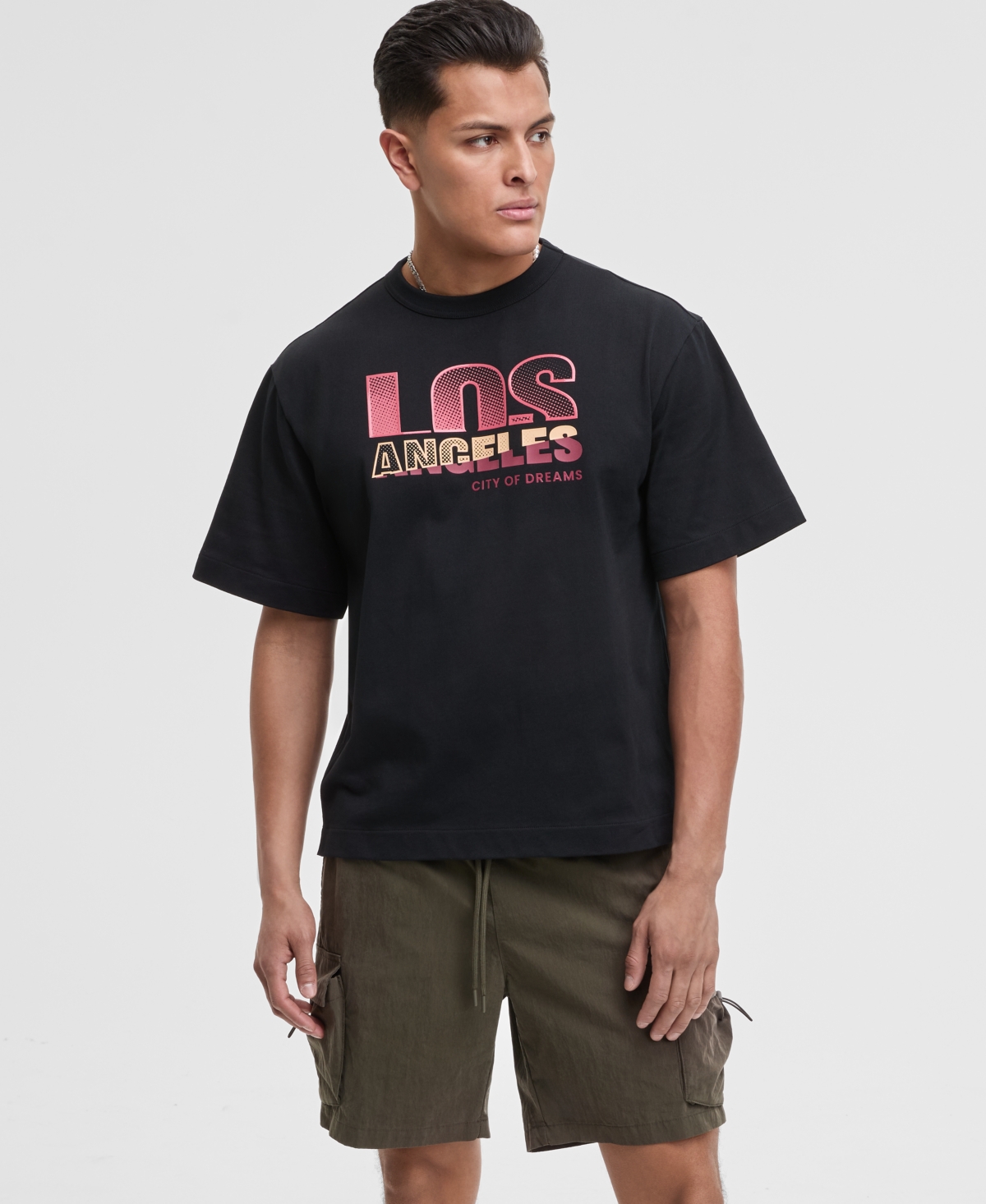 Men's Los Angeles Relaxed-Fit Graphic T-Shirt, Exclusively at Macy's - Deep Black