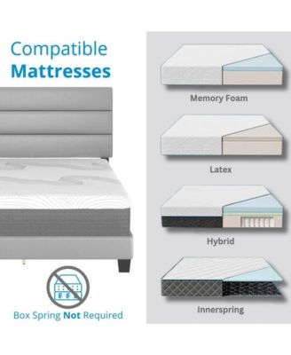 Piedmont Leatherette Upholstered Platform Bed Frame with Adjustable Headboard - No Box Spring Required