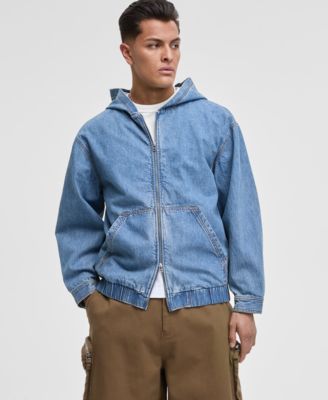 Mode of One - Men's Relaxed-Fit Full-Zip Denim Hoodie