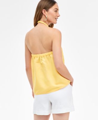 Women's Linen-Blend Braided Halter Top, Exclusively at Macy's