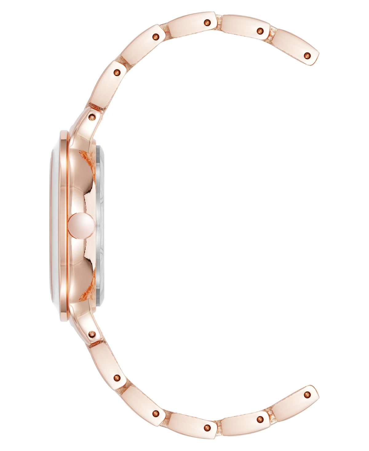Nine West Women's Quartz Round White Enamel And Rose Gold-tone Metal Alloy Watch, 32mm In White,rose Gold-tone