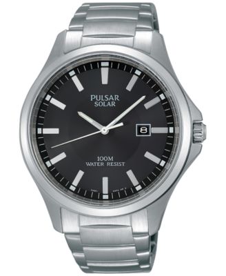 Pulsar - Men's Solar Dress Stainless Steel Bracelet Watch 44mm PX3073