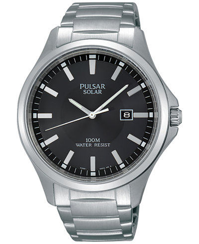 Pulsar Men's Solar Dress Stainless Steel Bracelet Watch 44mm PX3073