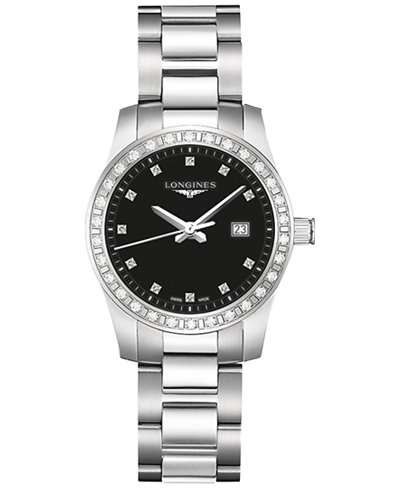 Longines Women's Conquest Diamond (2/5 ct. t.w.) Stainless Steel Bracelet Watch 30mm L33000576