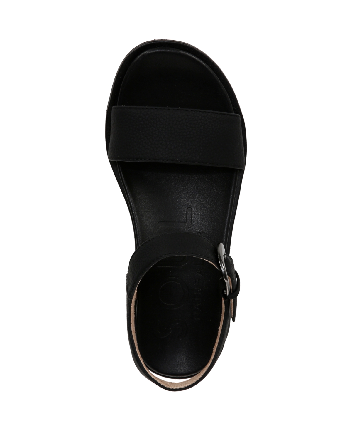 Shop Soul Naturalizer Women's Emma Block Heel Footbed Flat Sandals In Black Faux Leather