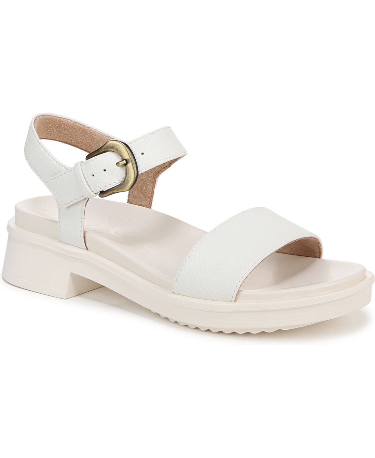 Shop Soul Naturalizer Women's Emma Block Heel Footbed Flat Sandals In White Faux Leather