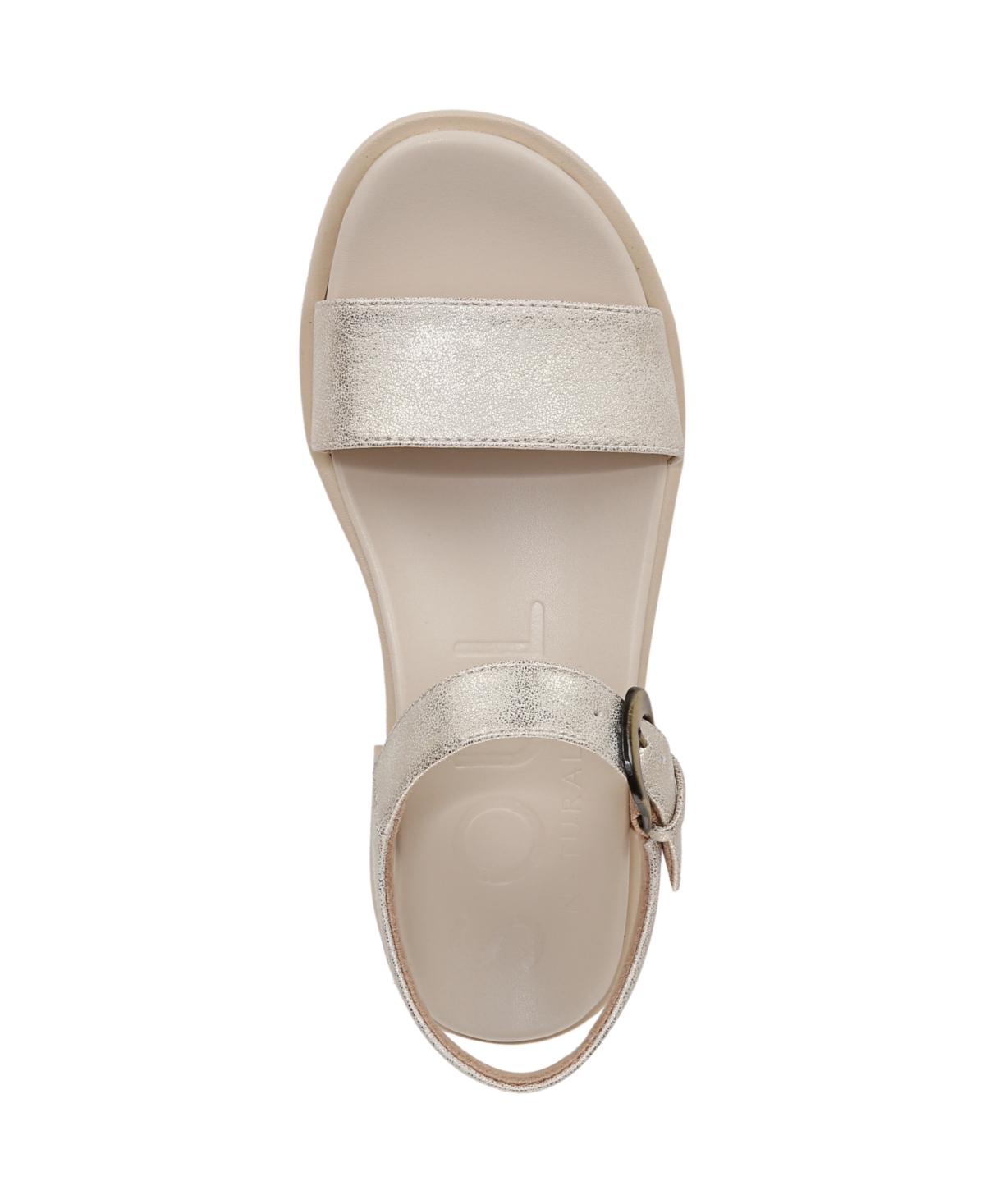 Shop Soul Naturalizer Women's Emma Block Heel Footbed Flat Sandals In Gold Faux Leather
