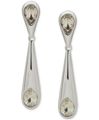 Anne Klein - Silver-Tone Crystal Post Linear Earrings