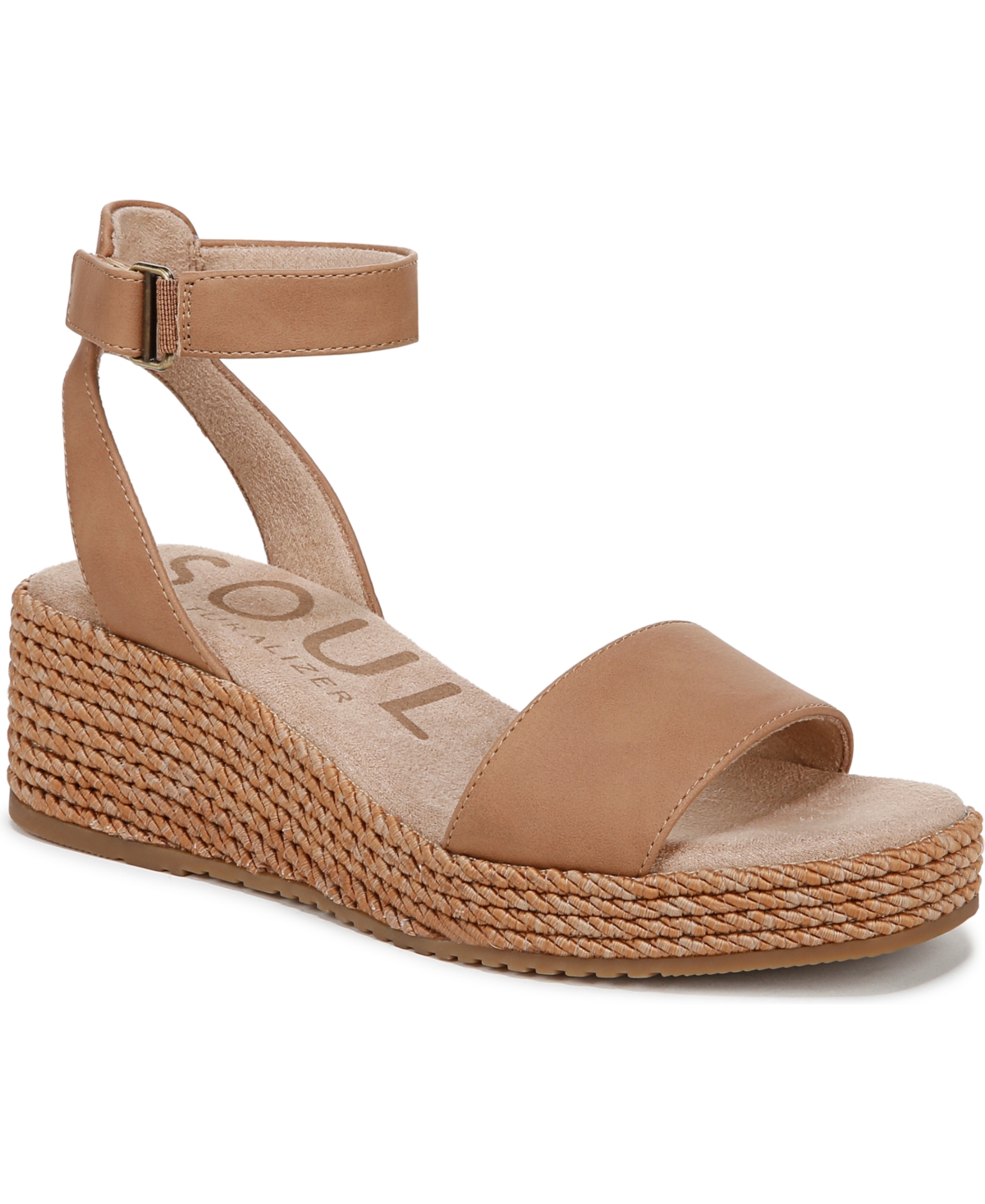 Shop Soul Naturalizer Women's Gloria Espadrille Wedge Sandals In Cookie Dough Faux Leather