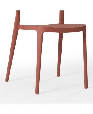 Outdoor Modern Stackable Plastic Patio Dining Chairs (Set of 2)