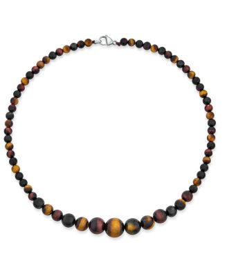 Semi-Precious Natural Stone Graduated Bead Ball Strand Necklace 16-18 Inch