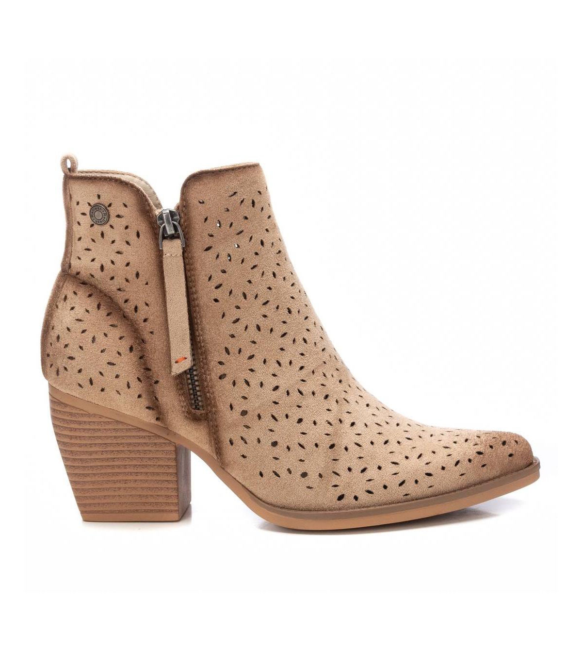 Refresh Women's Fashion Italian Western Booties with Side Zipper By Xti - Beige
