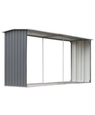 Garden Log Storage Shed Galvanized Steel 129.9"x36.2"x60.2" Gray