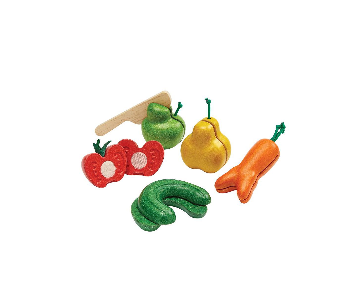 Набор PlanToys Wonky Fruits and Vegetables: 6 разрезаемых предметов, от 12 месяцев — фото 2