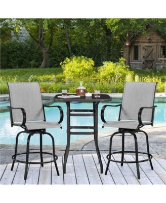 2pcs Quick-dry Patio Swivel Texteline Bistro Chairs