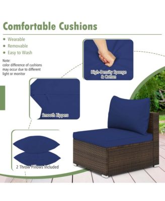 Set of 7 Rattan Furniture Set Sectional Sofa Cushioned Garden Patio