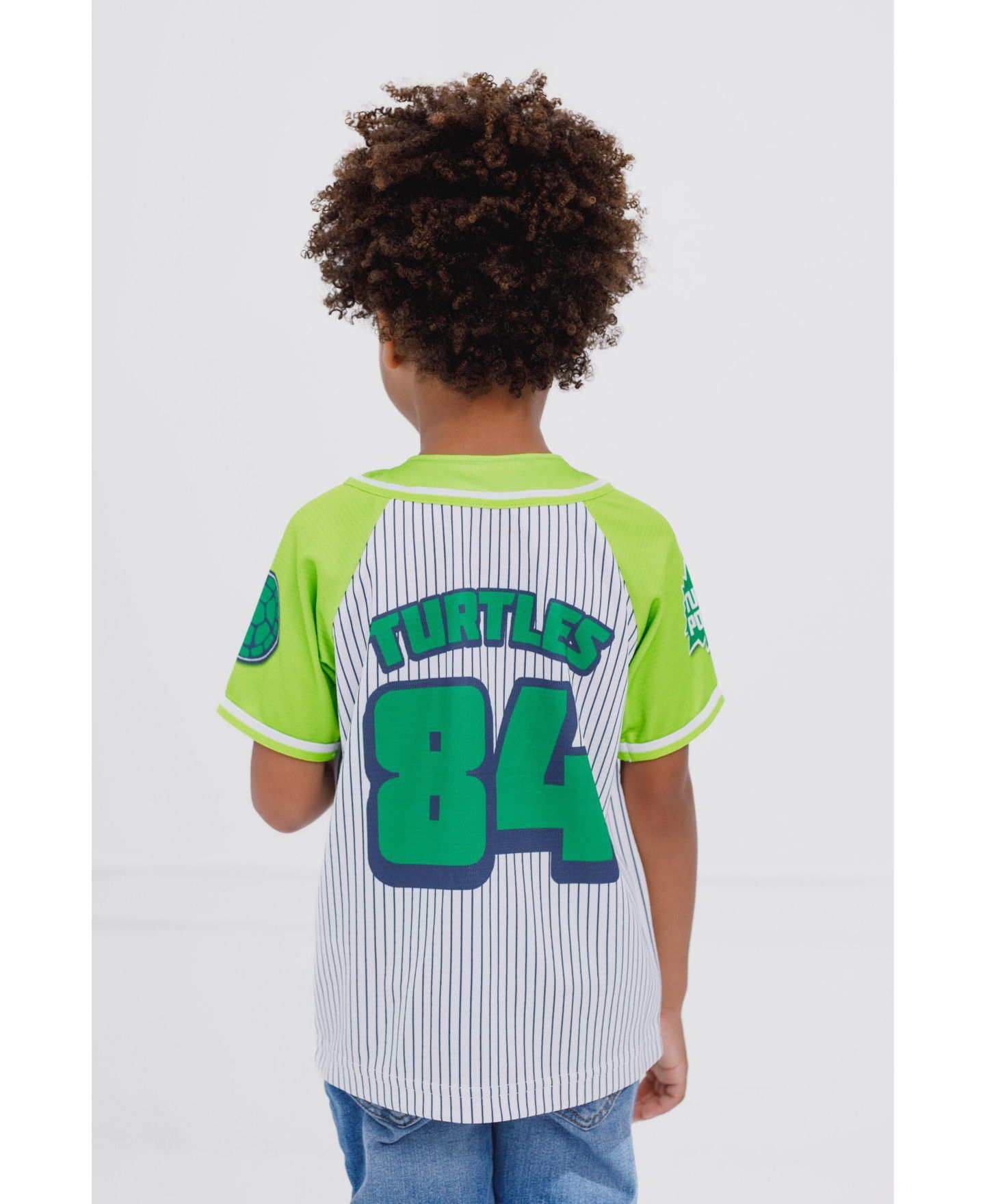 Рубашка Teenage Mutant Ninja Turtles Mesh Baseball Jersey Button Down Dress Shirt для мальчиков-малышей, цвет: Зелёный — фото 3