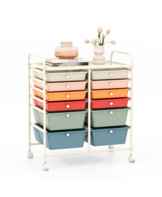 12 Drawers Rolling Cart Storage Scrapbook Paper Organizer Bins-Deep