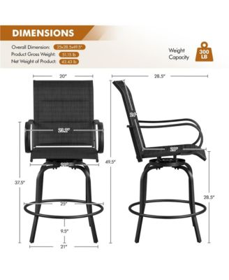 2-piece Patio Swivel Texteline Bistro Chairs