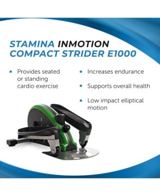 Stamina Inmotion E1000 Compact Lower Body Cardio Workout Strider Elliptical Machine with Exercise Display Tracker and Fitness App, Green