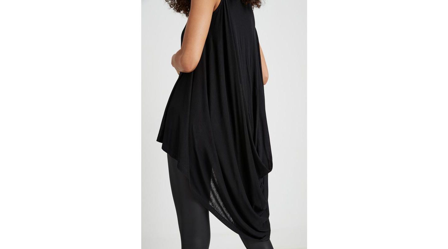 Женский топ Marcella Ines Sleeveless High-Neck Sheer Jersey Draped-Back Tunic, цвет: Чёрный — фото 6