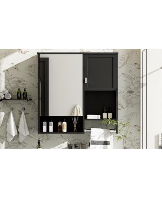 Modern Wall Mount Medicine Cabinet with Mirror and Towel Bar (29" x 28")
