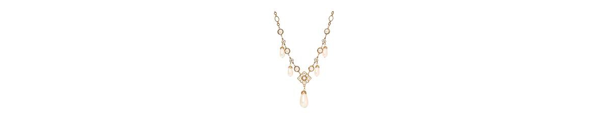 2028 Faux Cultivated Pearl Filigree Bib Necklace In White