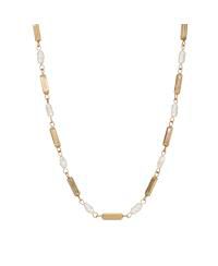 14K Gold Dipped Tube Faux Cultivated Pearl Necklace