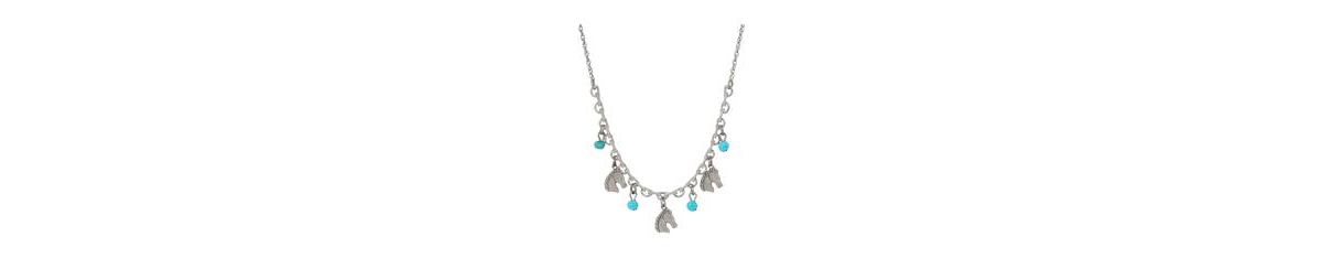 2028 Silver-tone Horse Turquoise Acrylic Bead Necklace In Turquoise