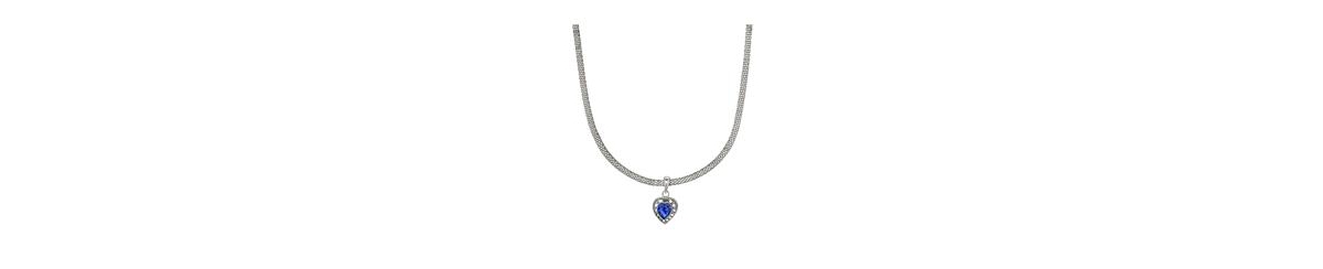 2028 Heart Crystal Mesh Chain Necklace In Blue