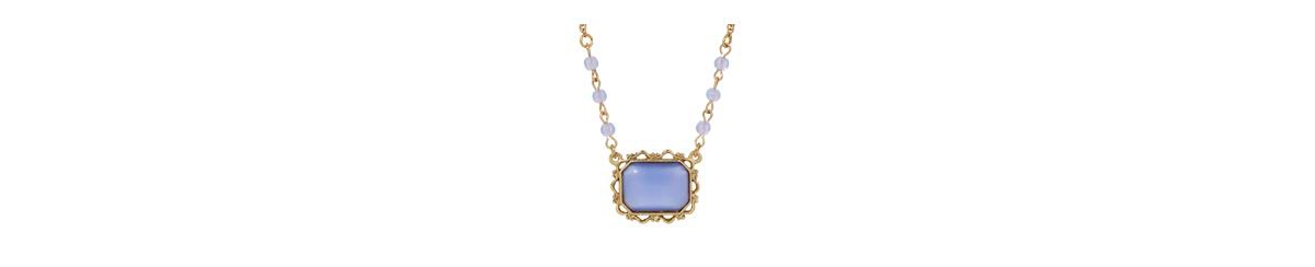 2028 Moonstone Acrylic Bead Pendant Necklace In Blue
