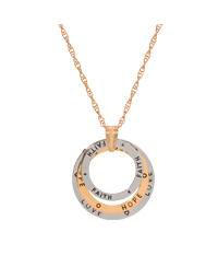 Two-Tone Love Hope Faith Tri Ring Necklace