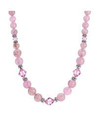 Pink Acrylic Bead Crystal Strand Necklace