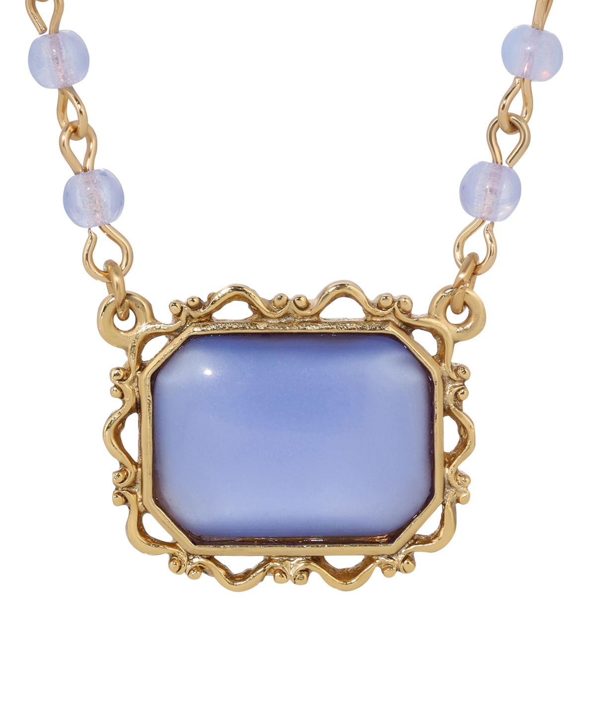 2028 Moonstone Acrylic Bead Pendant Necklace In Blue