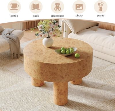 31.5-Inch Round Coffee Table for Living Room, Modern Circle Center Cocktail Tea Table