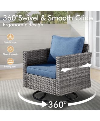 8 Piece Outdoor Patio Furniture Set,High Back Wicker Sofa Couch with 360° Swivel Rocking Chairs,Rattan Chairs and Ottoman Conversation Set for Patio Porch Pool