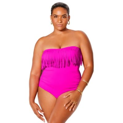 Women's Fringe Bandeau One Piece Swimsuit