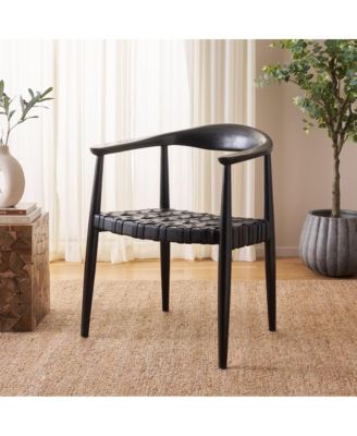 Walda Leather Woven Accent Chair