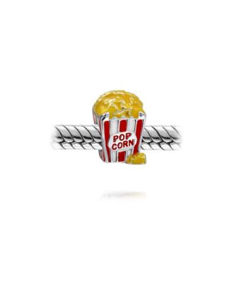 Movie Lover Popcorn Charm Bead Enamel Sterling Silver European Bracelets