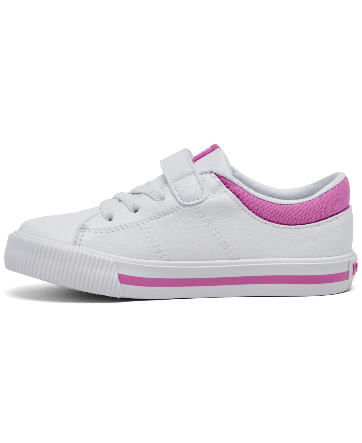 Polo Ralph Lauren Toddler Girls Elmwood Fastening Strap Casual Sneakers From Finish Line In White,pink