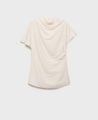 MANGO - Women's Textured Draped Blouse