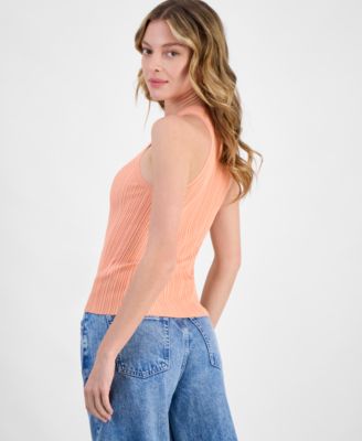 Women's Crewneck Ribbed Knit Sleeveless Top